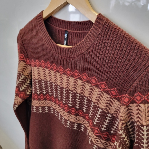 KÜHL Nordik Merino Wool Fair Isle Crewneck Sweater Cinnabar Brown - Women's M - Picture 9 of 15